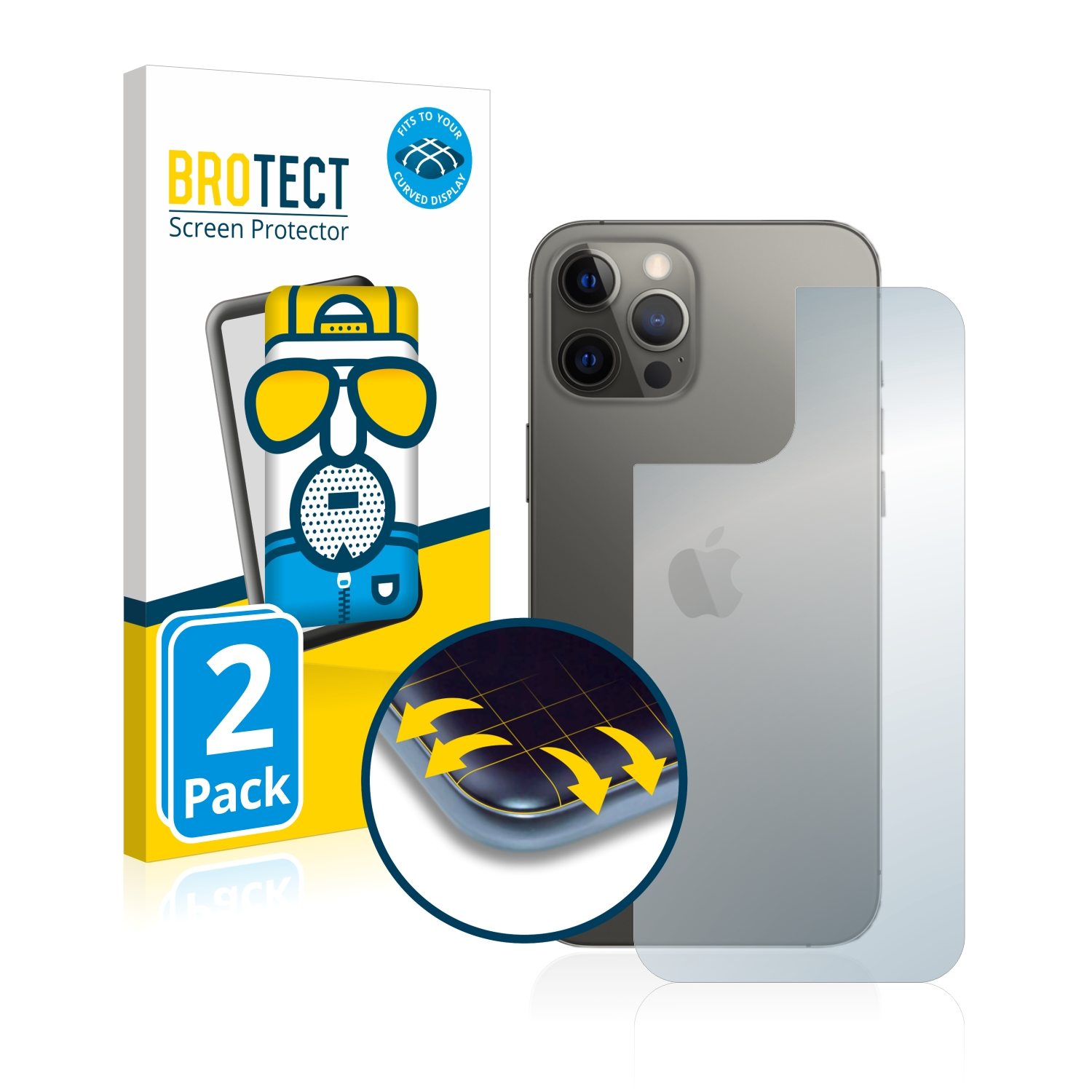 BROTECT 2x Flex matt Full-Cover Schutzfolie(für iPhone Max) 12 Pro Apple Curved 3D