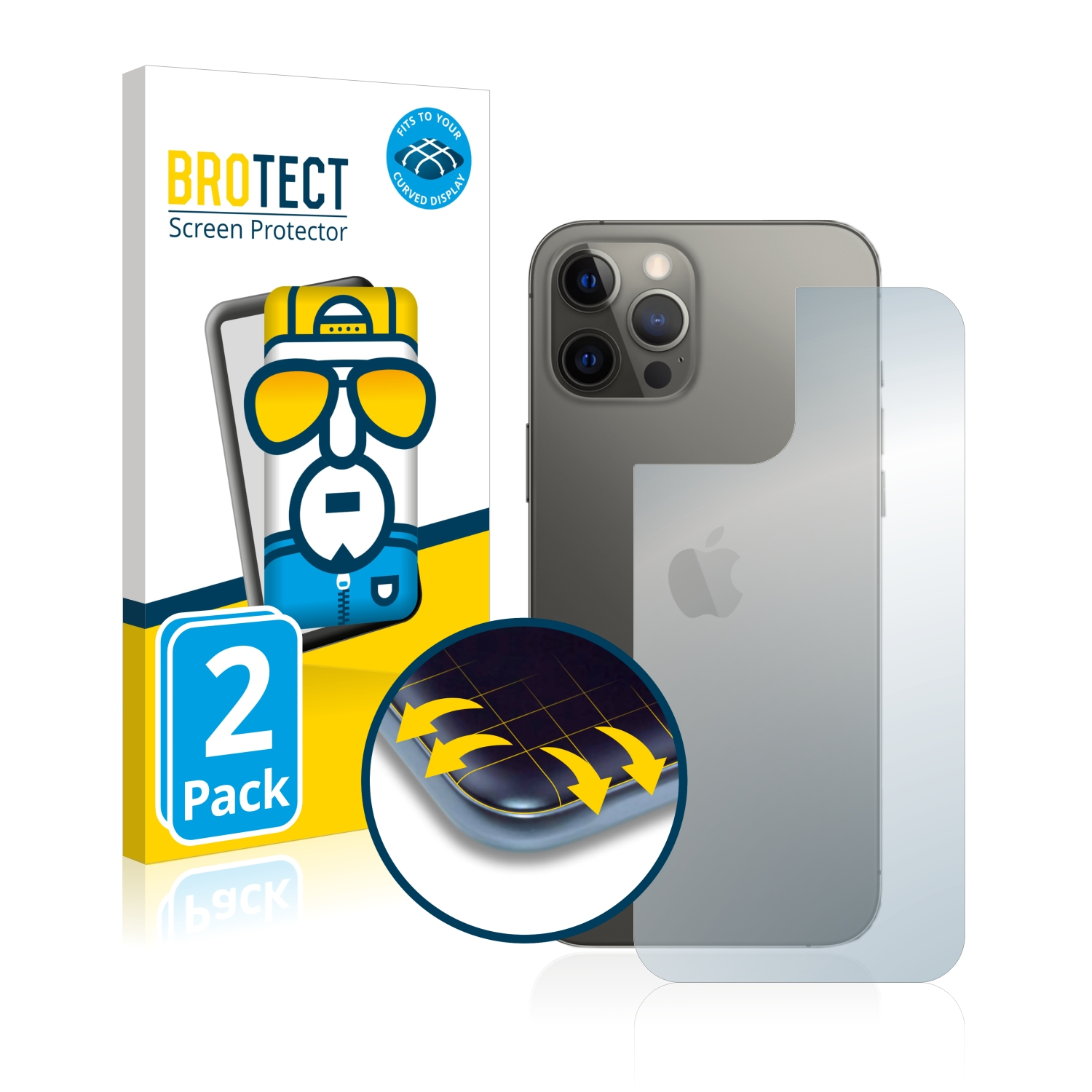 BROTECT 2x Flex 3D iPhone 12 Pro Apple Schutzfolie(für Full-Cover Curved Max)