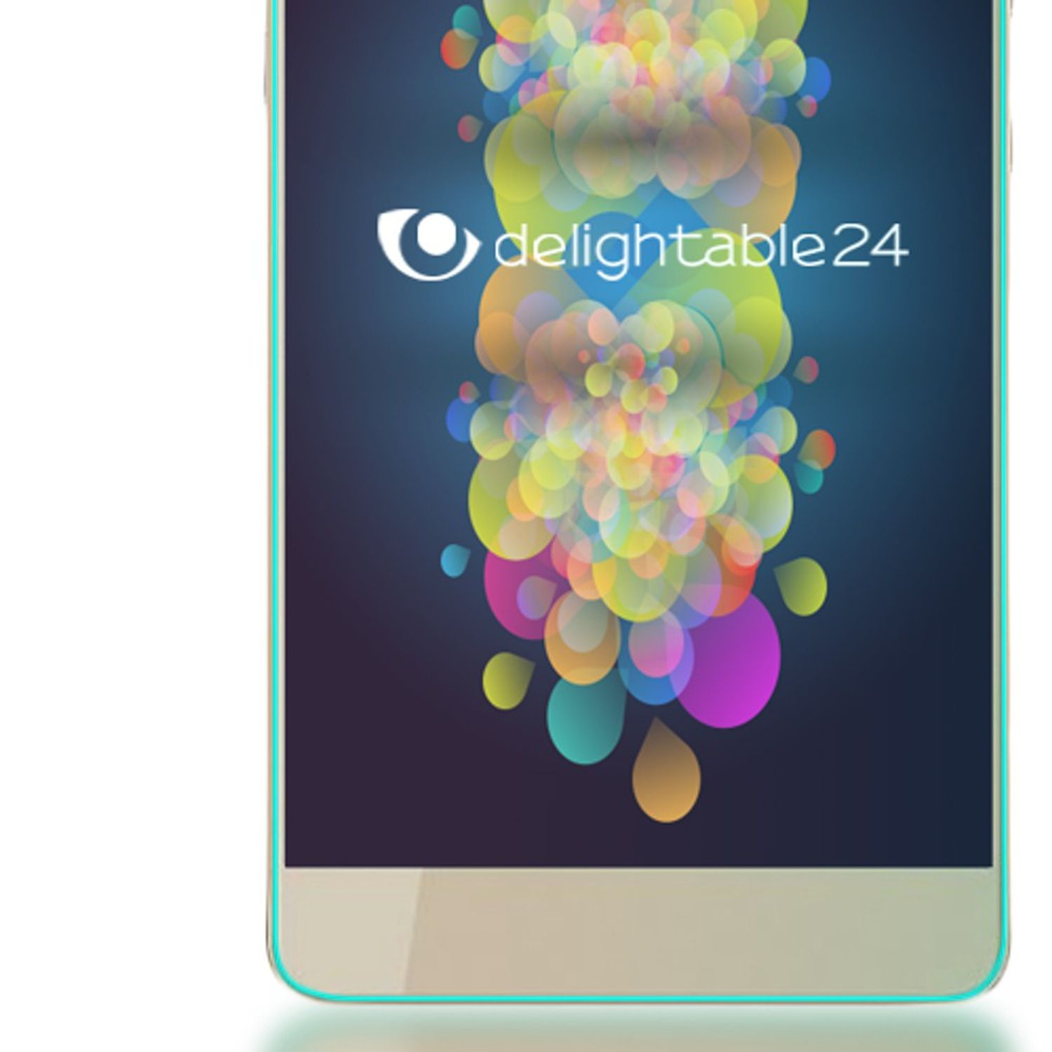 Un téléphone avec un fond coloré est affiché.