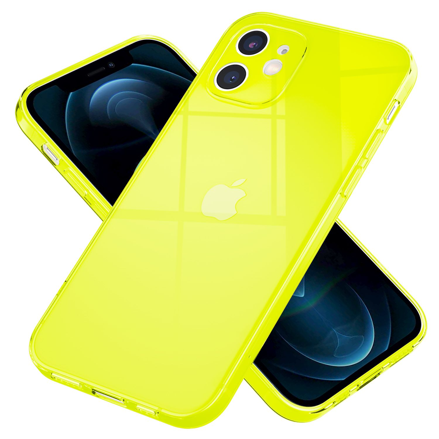 NALIA Klar Transparente Apple, Silikon Gelb Neon 12, iPhone Hülle, Backcover