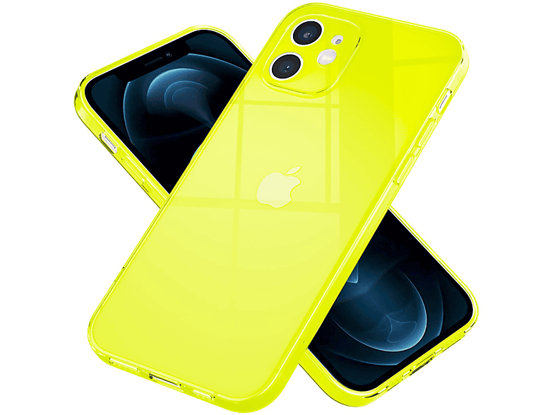 NALIA Klar Transparente Neon Silikon Hülle, Backcover, Apple, iPhone 12, Gelb