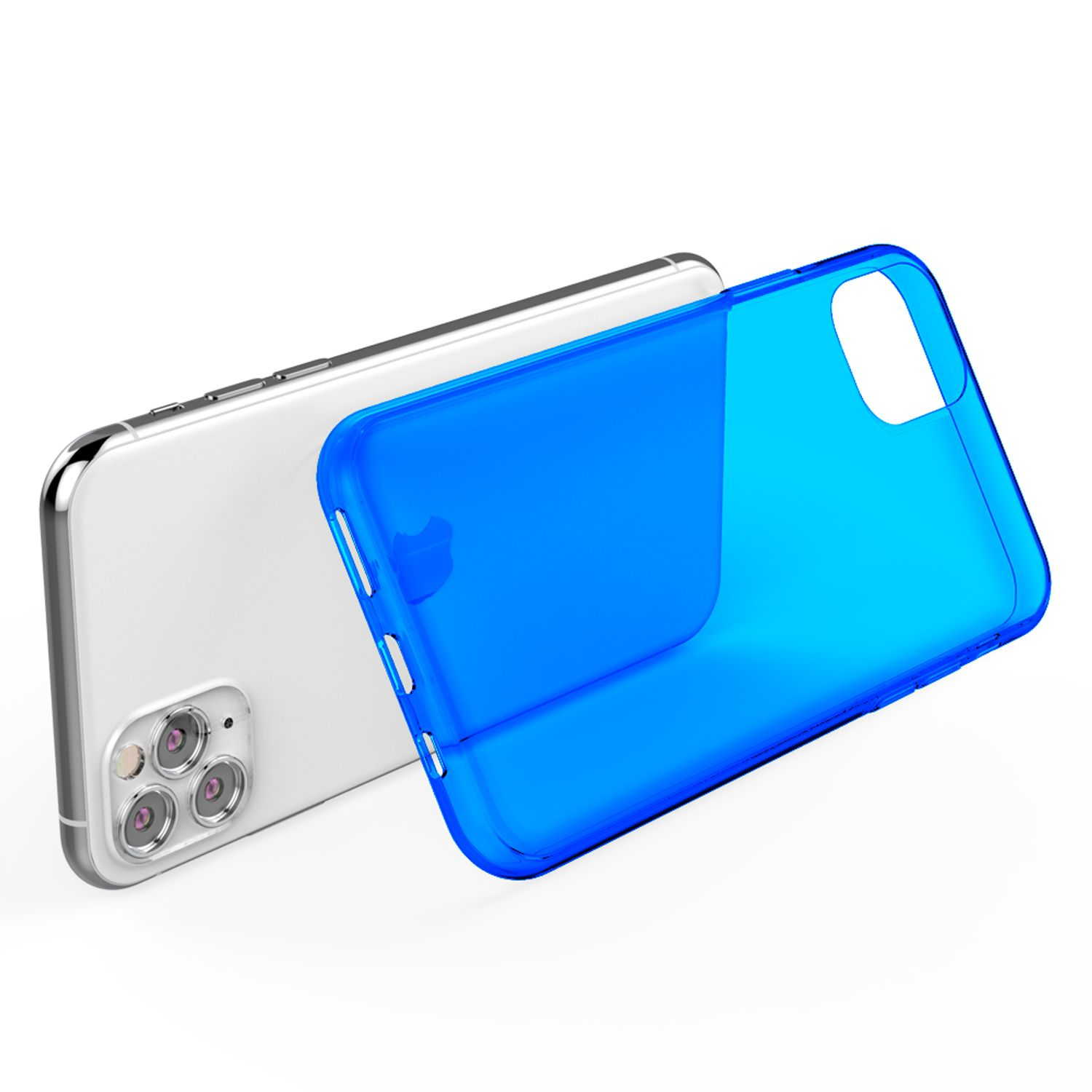 NALIA Klare Silikon Blau Hülle, Backcover, Max, 11 Pro iPhone Apple