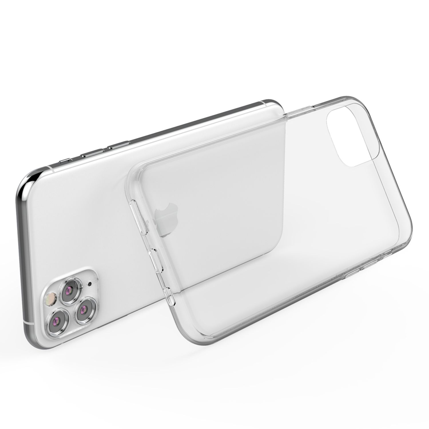 Transparente Handyhülle auf einem Telefon. Telefon mit Kamera links sichtbar.