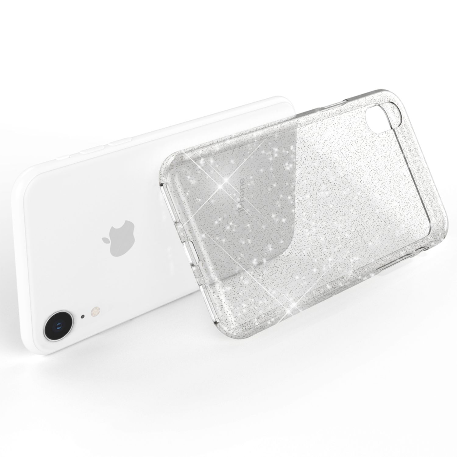 iPhone Transparent Apple, XR, Hülle, Silikon Glitzer Backcover, NALIA Klare