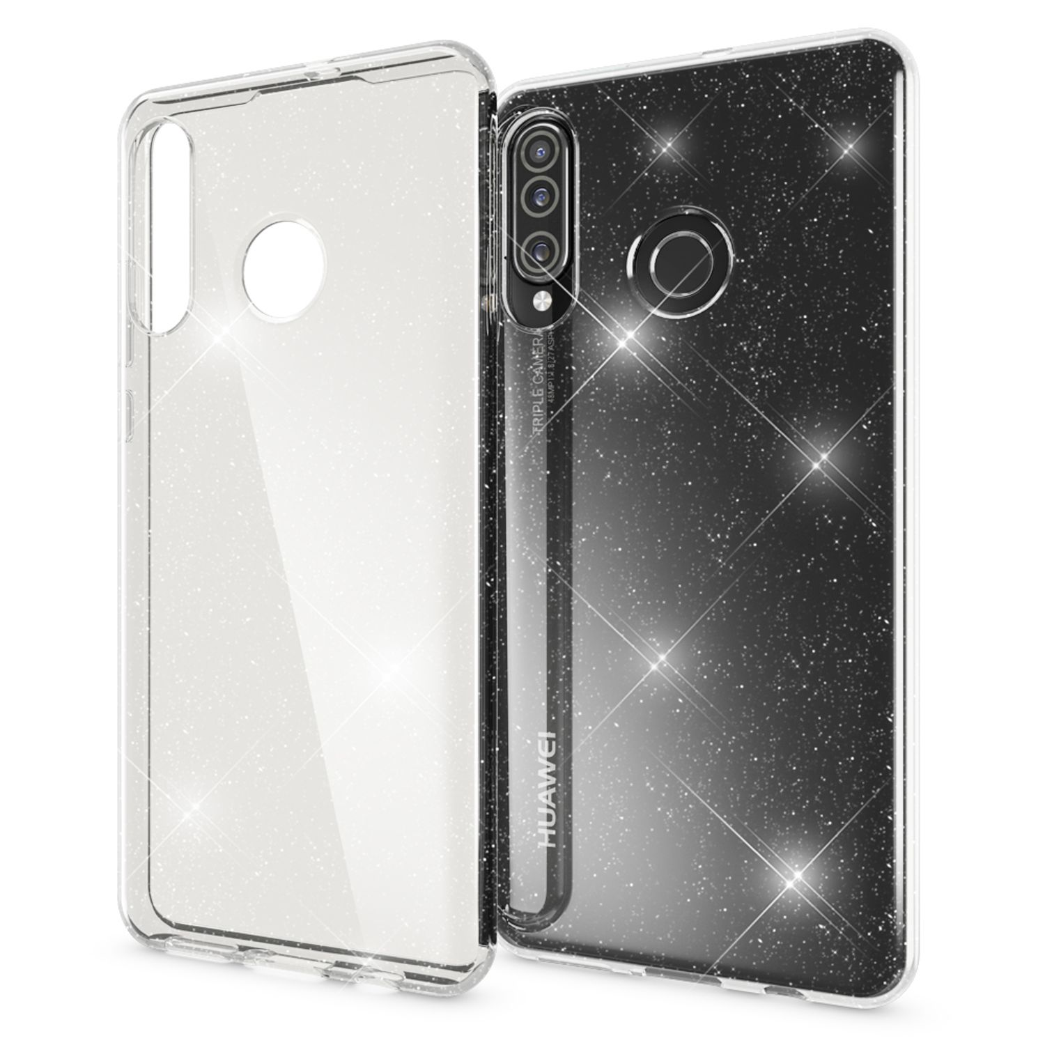 Huawei, Klare Glitzer Hülle, Transparent NALIA Silikon P30 Backcover, Lite,