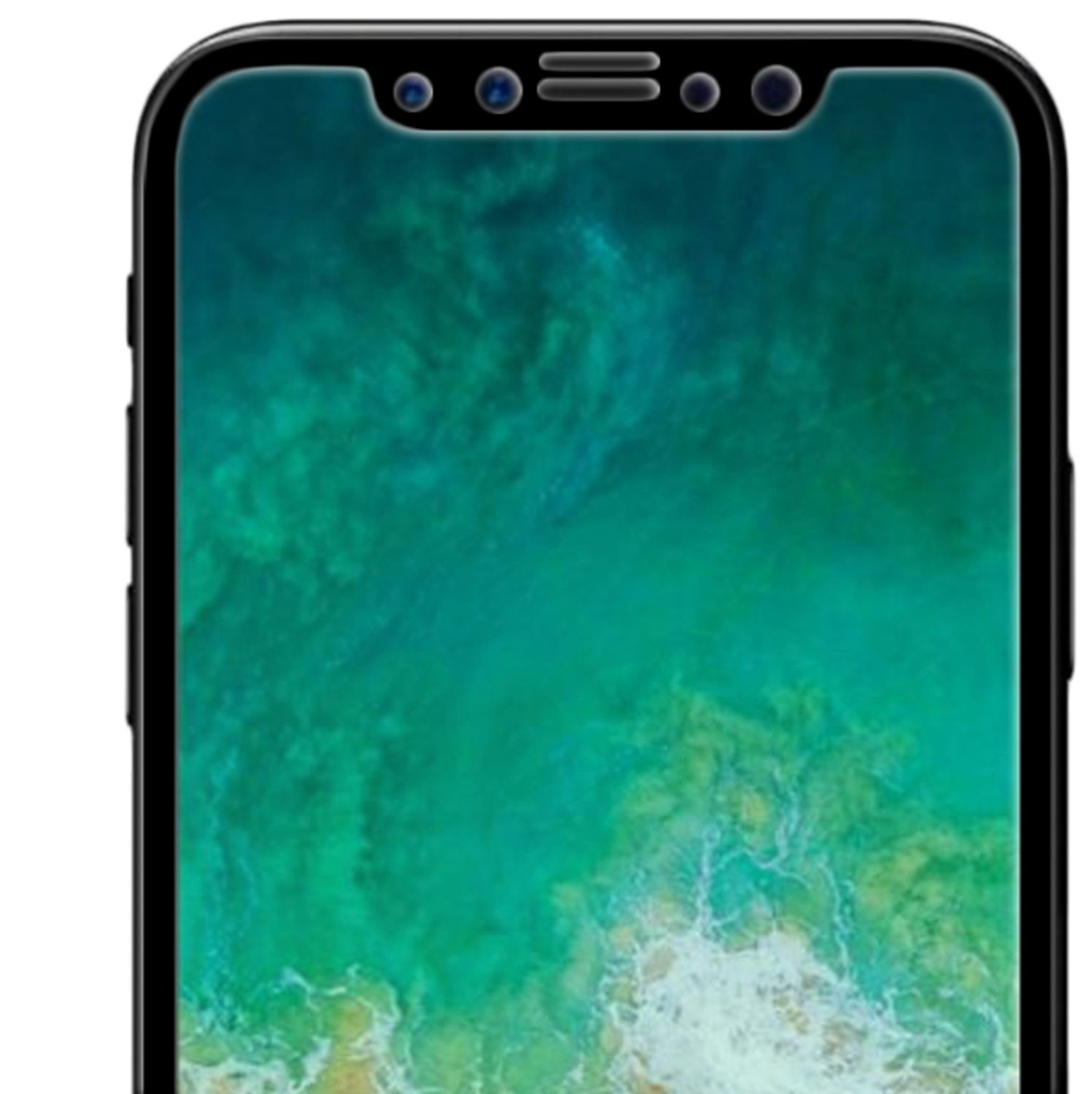 Gros plan sur l'écran d'un smartphone. L'écran affiche une scène de mer.