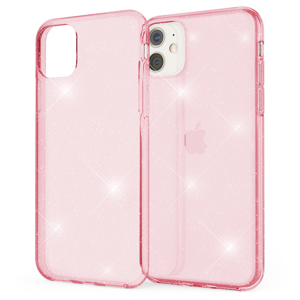 NALIA Klare Backcover, Hülle, Pink iPhone Glitzer Apple, 11, Silikon