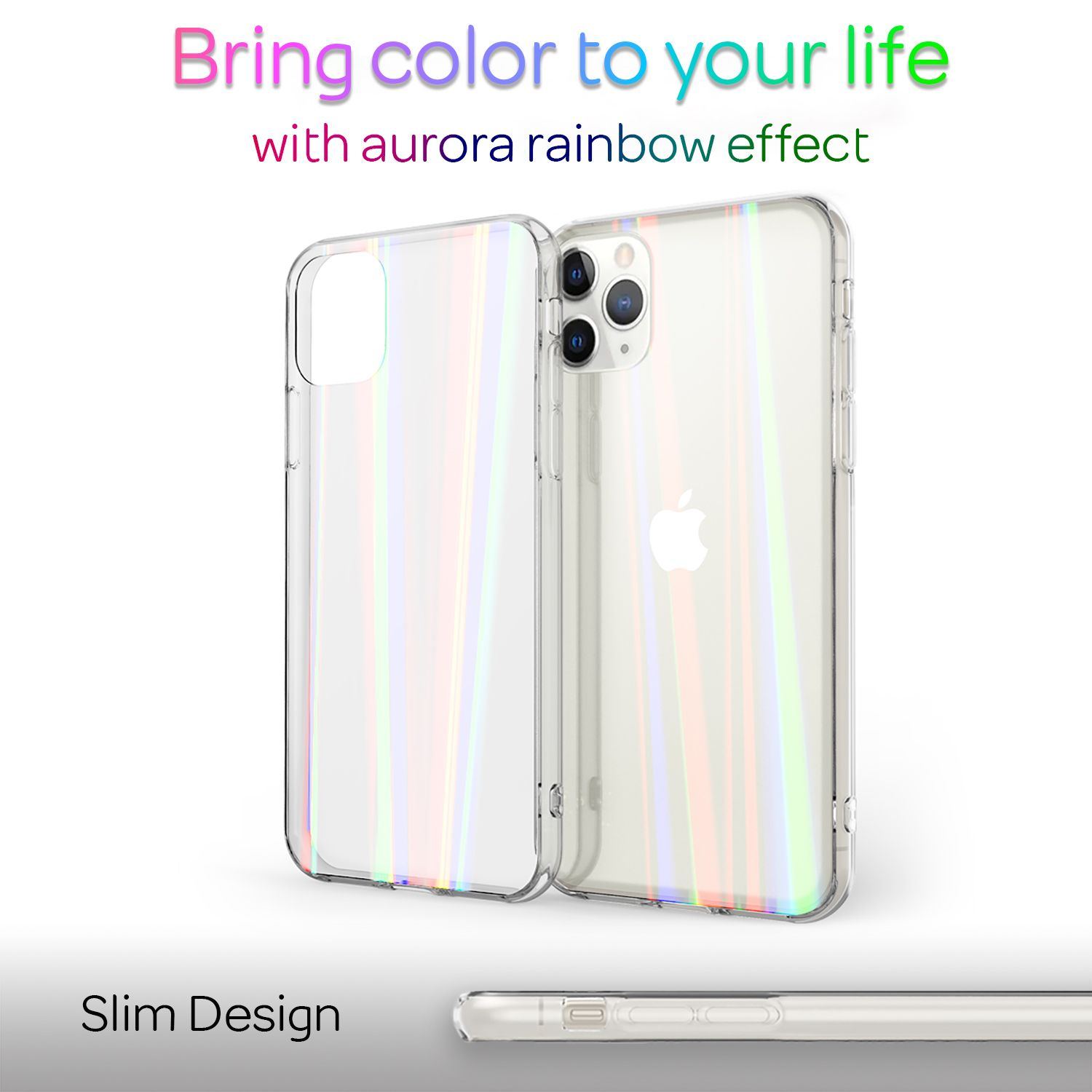 Max, NALIA Hülle Regenbogen Transparent Hartglas Pro Apple, Backcover, Klare Effekt, 11 iPhone