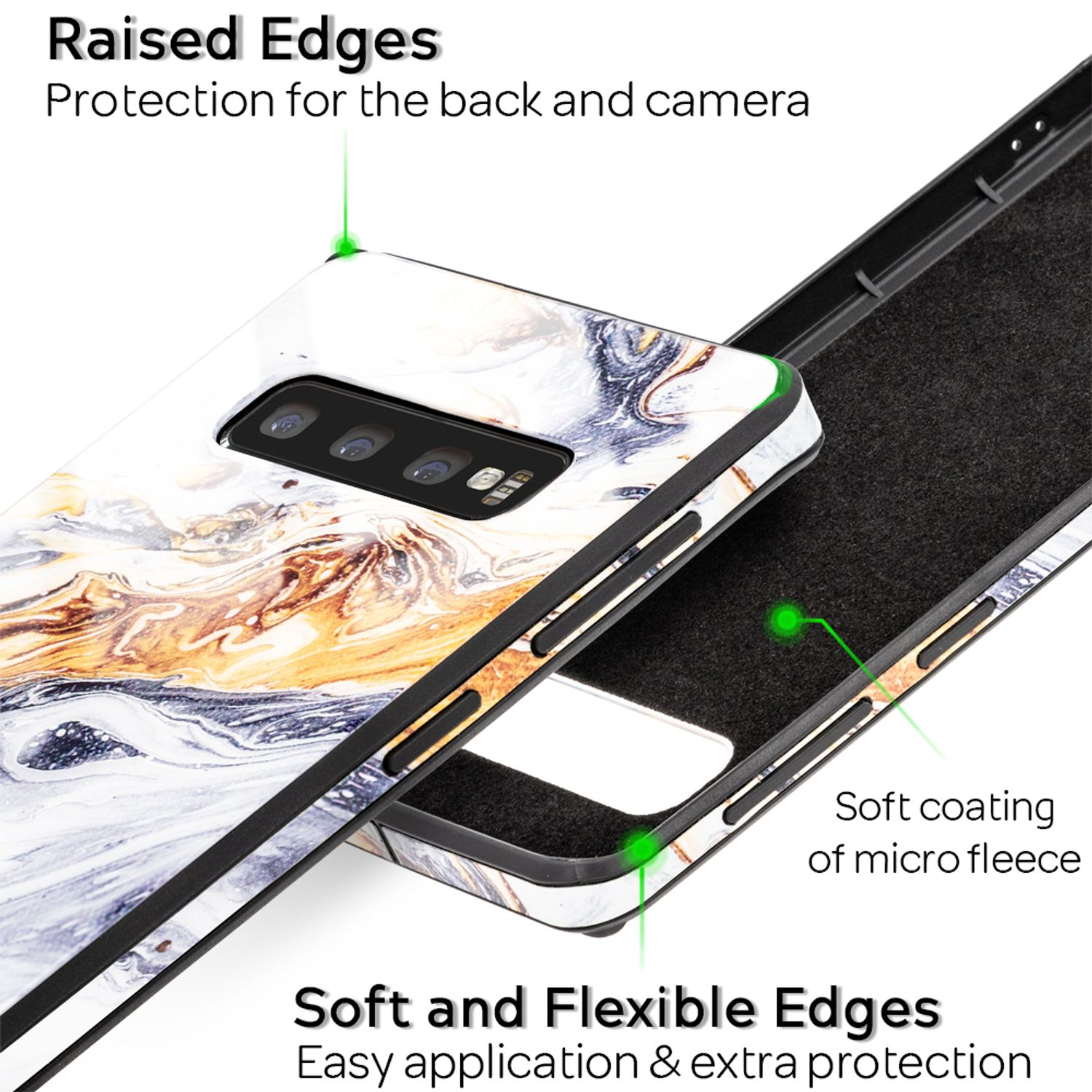 Samsung, S10 Backcover, Plus, Lila Galaxy Marmor-Look Hartglas NALIA Hülle,