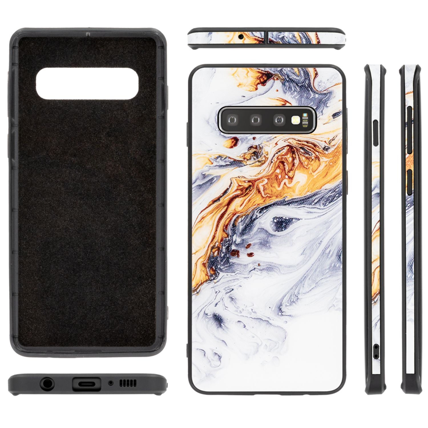 Mehrfarbig Samsung, Galaxy NALIA Hartglas Marmor-Look Backcover, S10, Hülle,