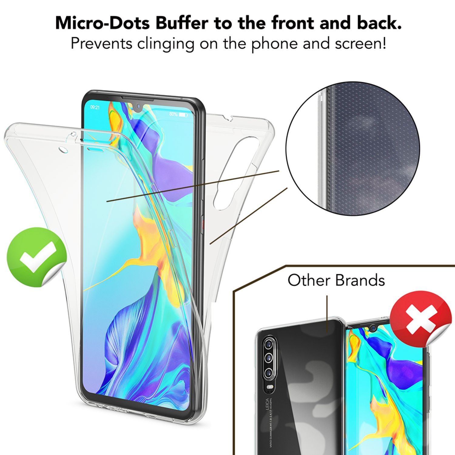 NALIA Klare 360 Grad Silikon P30, Huawei, Hülle, Transparent Backcover