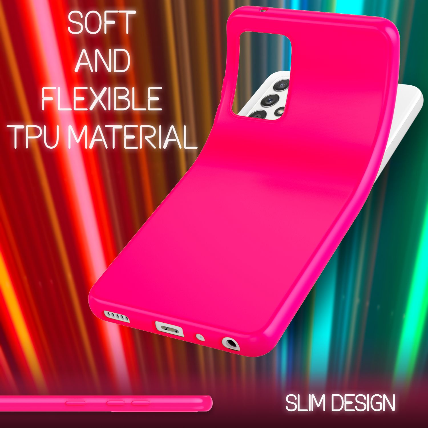 NALIA Neon Silikon Hlle, Backcover, Samsung, Galaxy A52 Galaxy A52 5G  Galaxy A52s 5G, Pink