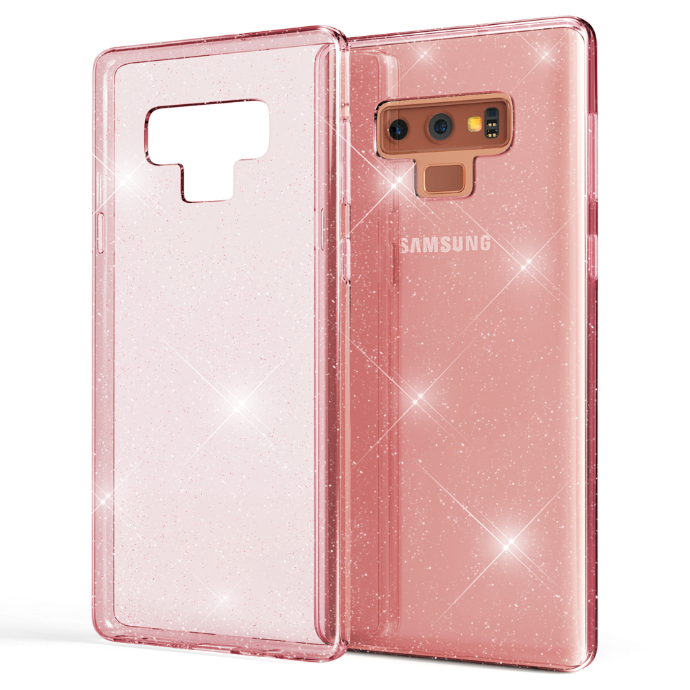 NALIA Pink Glitzer Hülle, Klare 9, Silikon Samsung, Galaxy Backcover, Note