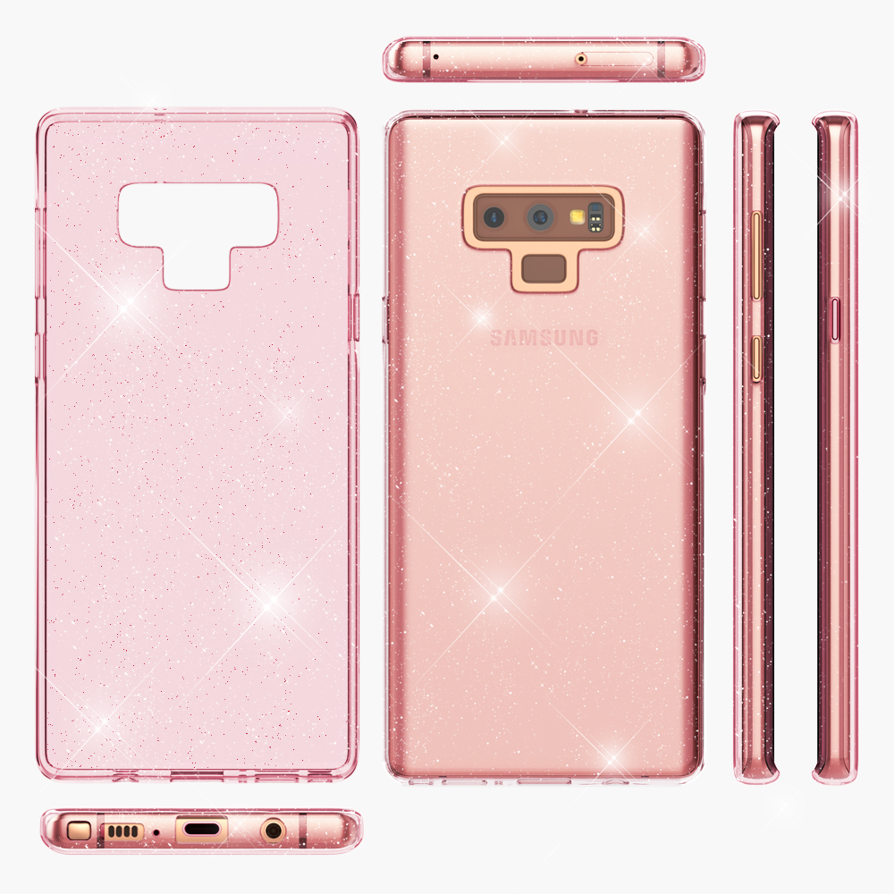 NALIA Klare Glitzer Silikon Hülle, Backcover, Galaxy Note Samsung, 9, Pink