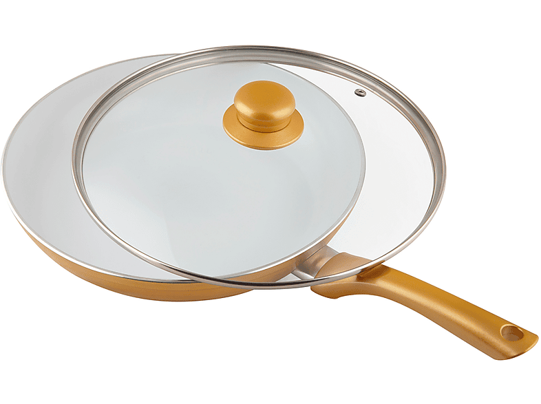 BEST DIRECT Ceramicore 24cm Gold  mit Deckel Bratpfanne (Aluminium, Beschichtung: Keramik) | Bratpfannen