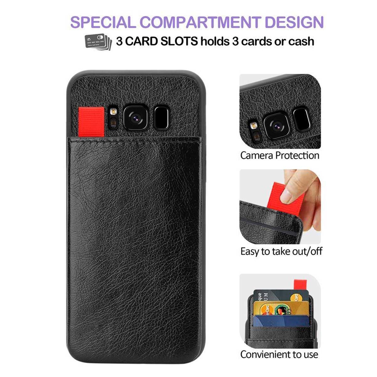 CADORABO Custodia in silicone TPU e copertura in finta pelle CUSTODIA per Samsung Galaxy S8 PLUS, Nero