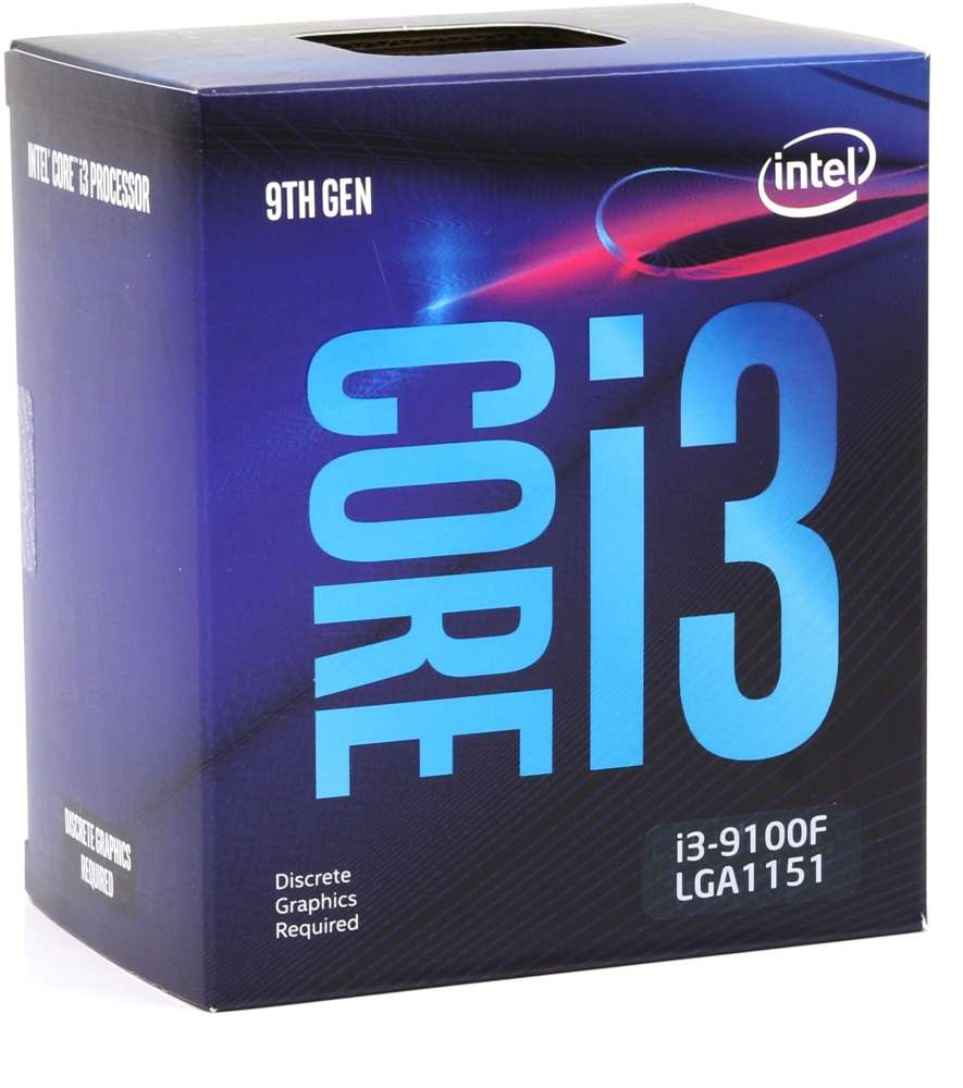 Una scatola blu e nera di un processore Intel Core i3. La scatola ha testo e un logo.