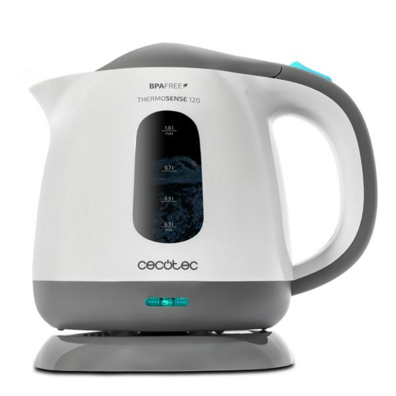 Hervidor de agua - ThermoSense 120 CECOTEC, 1100 W, 1 l, White