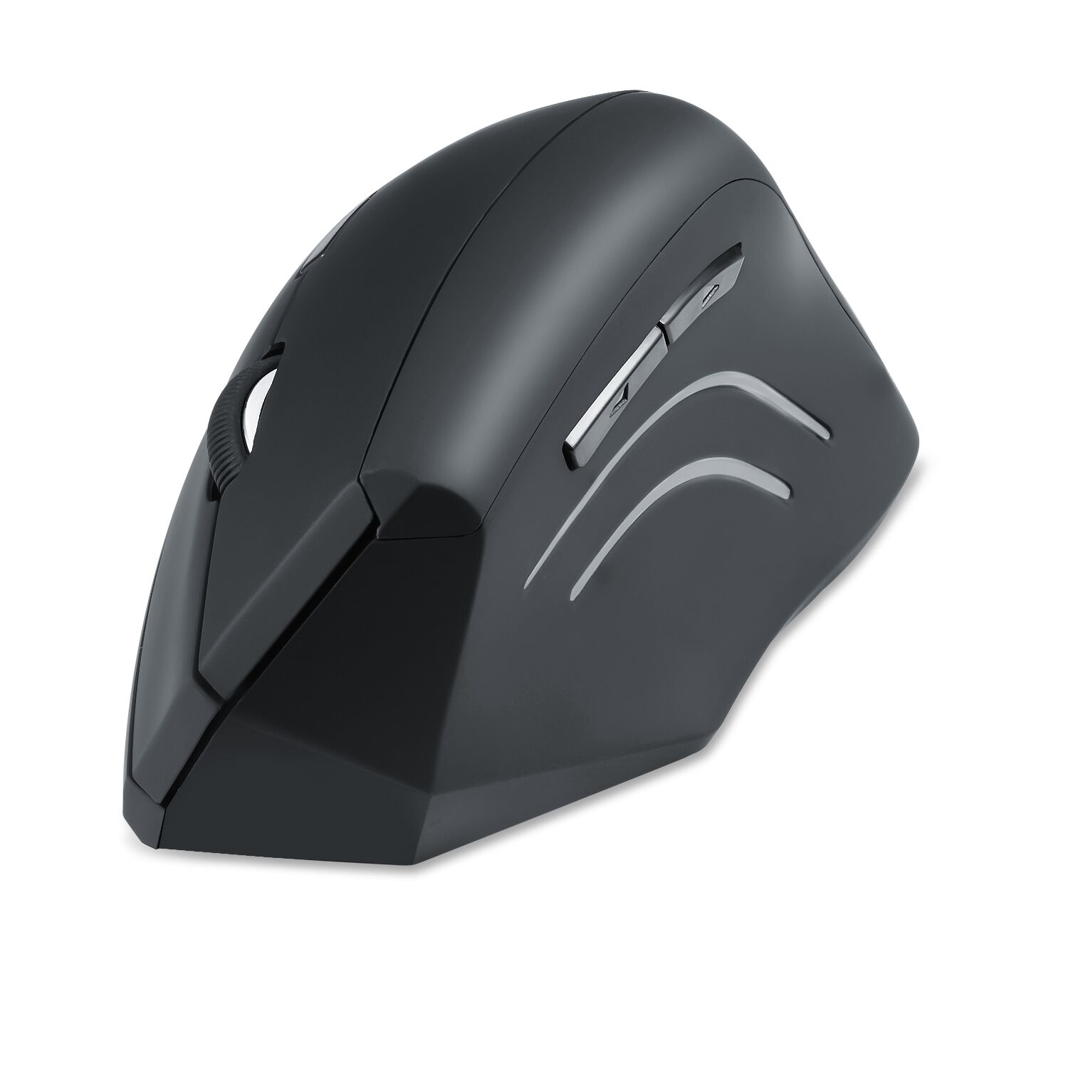 Czarna mysz ergonomiczna. Białe tło.