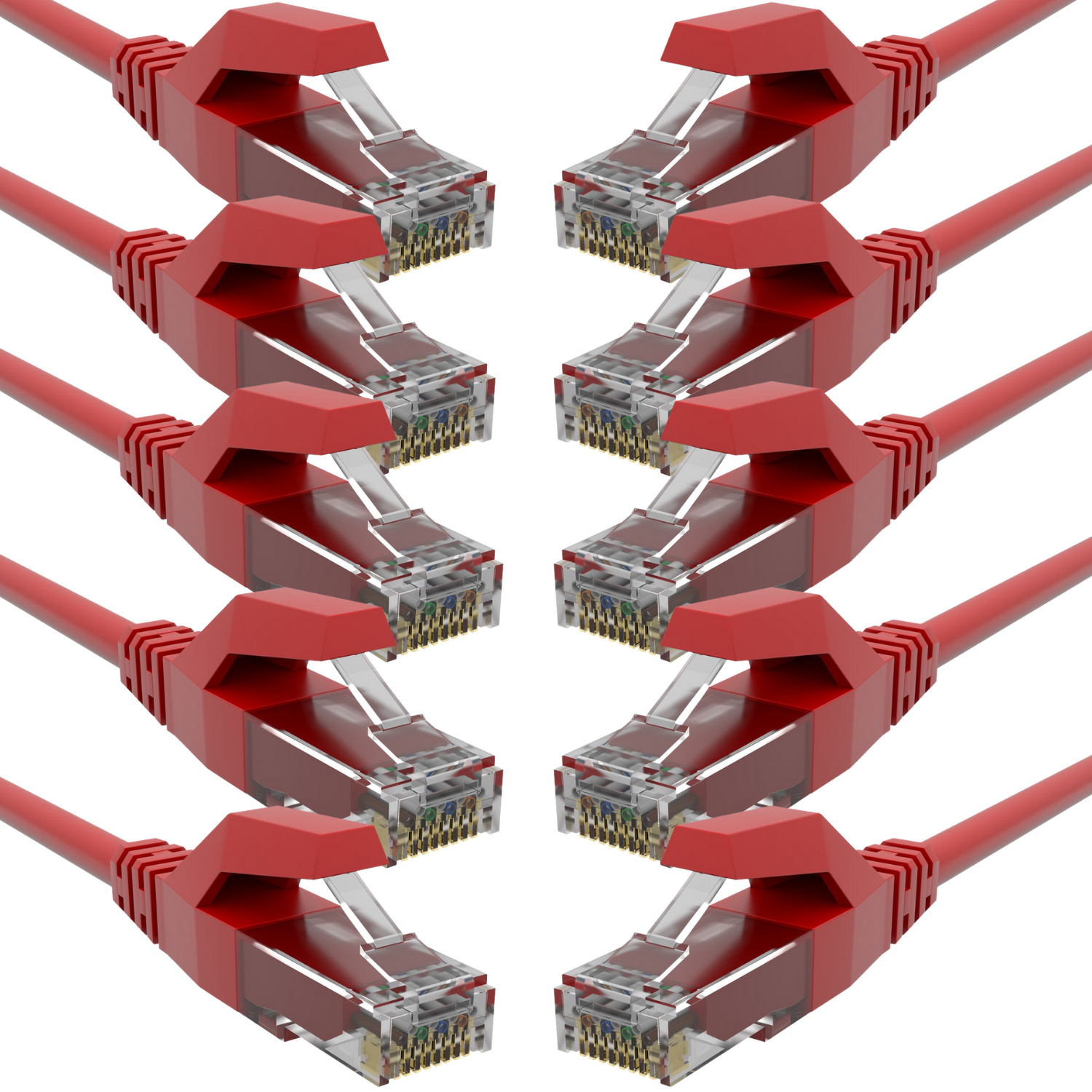 0,5m RJ45 Ethernet Netzwerkkabel, x 10 Lankabel AIXONTEC Patchkabel Rot Gigabit 1