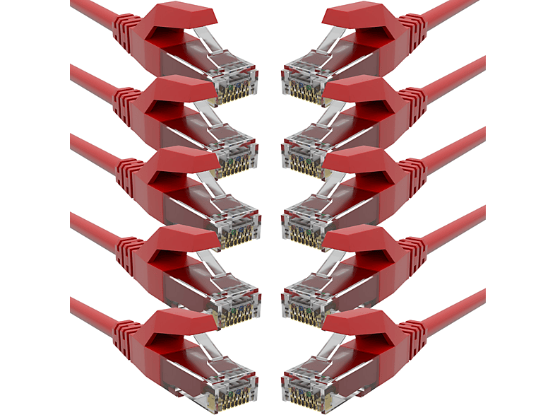 2,0m Gigabit Lankabel Patchkabel Ethernet RJ45 Rot Netzwerkkabel, 1 x AIXONTEC 10