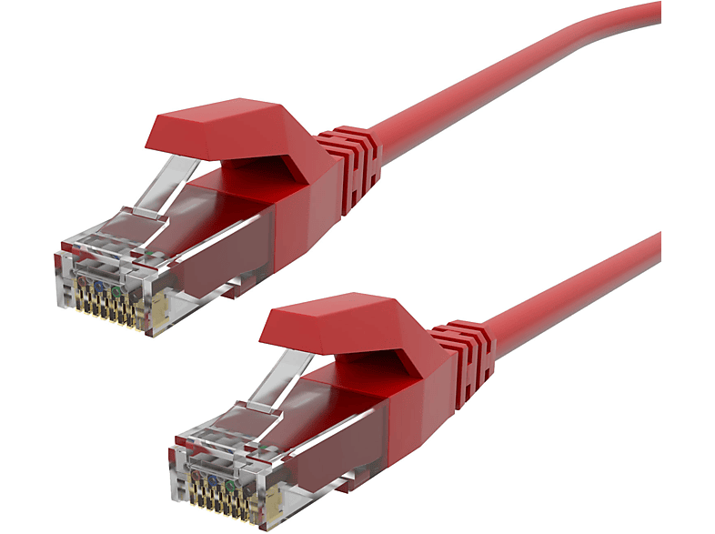 AIXONTEC 12,0 m Ethernet Lankabel RJ45 Patchkabel 1 Gigabit Netzwerkkabel, Rot