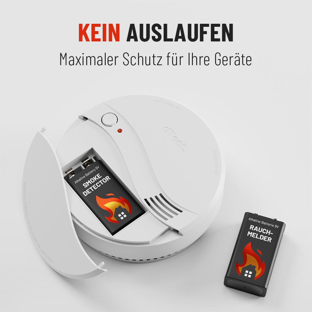 ABSINA 6x Batterie, Rauchmelder 9V Alkaline Batterie