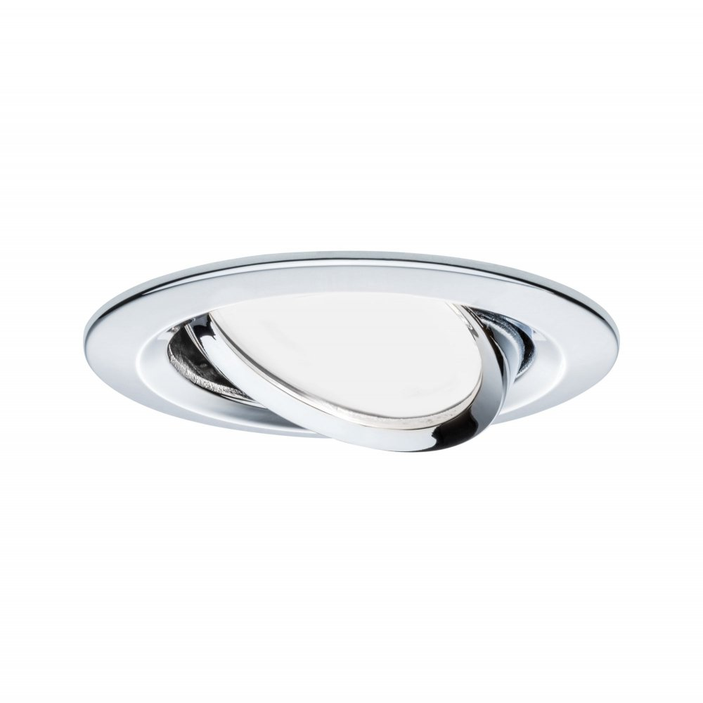 Eine Einbauleuchte mit Chrom-Finish und einer verstellbaren Lichtquelle.