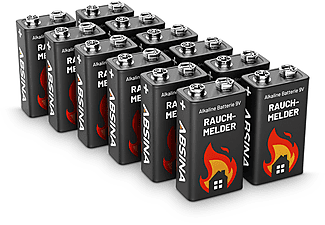ABSINA 12x Rauchmelder Batterie 9V Batterie, Alkaline