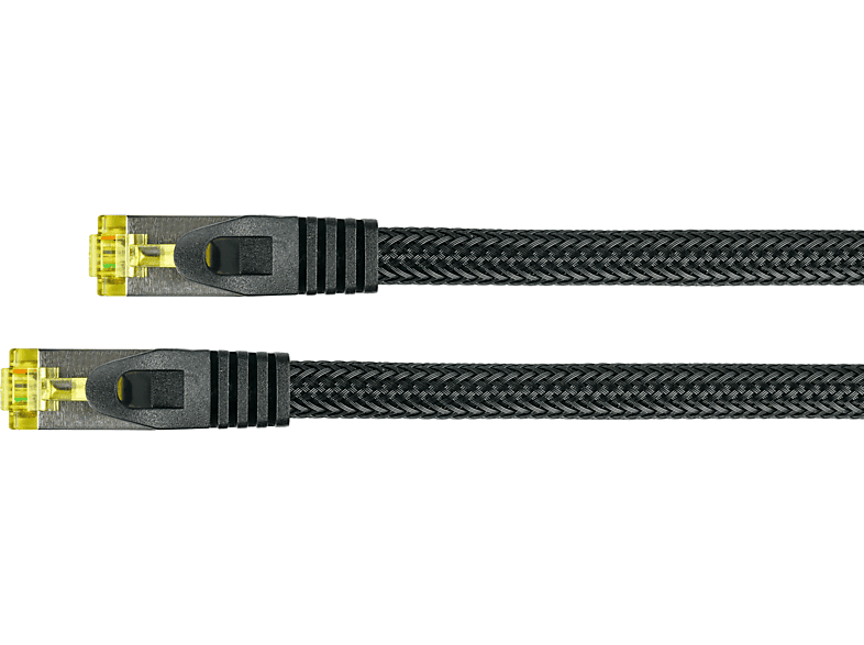 PYTHON Patchkabel mit Nylongeflecht, S/FTP, halogenfrei, OFC, schwarz, Netzwerkkabel, 20 m