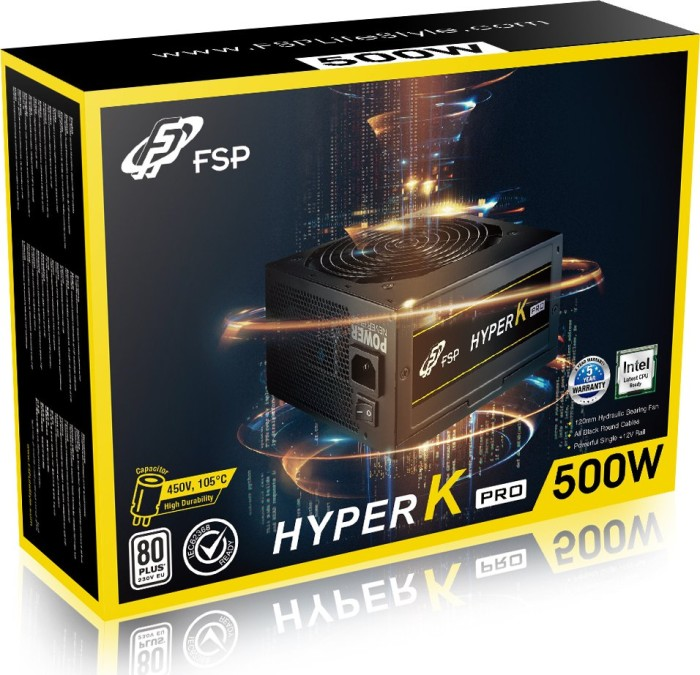 PC 500 FORTRON Hyper 500W Netzteil PRO 80+ K Watt SOURCE