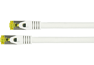PYTHON Patchkabel mit Nylongeflecht, S/FTP, halogenfrei, OFC, weiß, Netzwerkkabel, 2 m