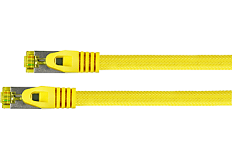 PYTHON Patchkabel mit Nylongeflecht, S/FTP, halogenfrei, OFC, gelb, Netzwerkkabel, 7,5 m