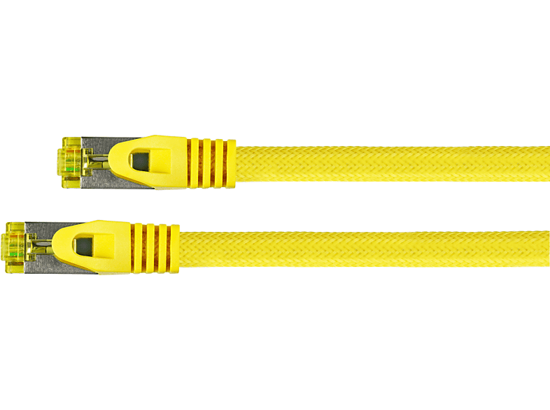 KABELMEISTER Patchkabel mit Nylongeflecht, S/FTP, halogenfrei, OFC, gelb, Netzwerkkabel, 25 cm