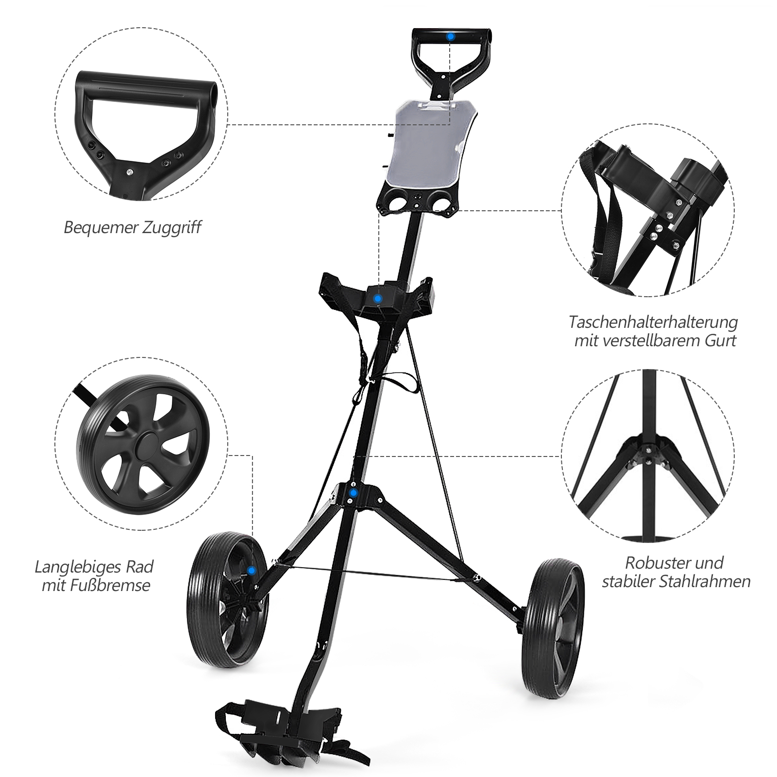 Golfwagen COSTWAY schwarz Golftrolley,