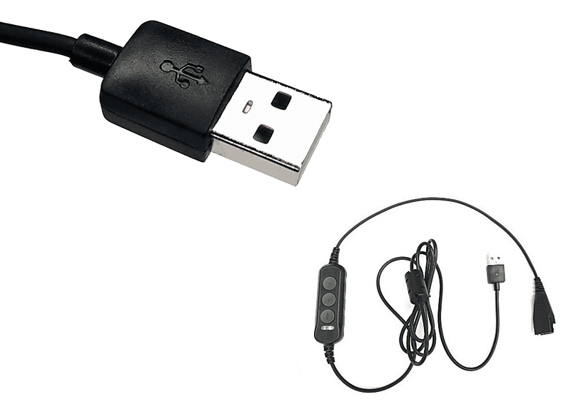 Zubehör Mac GEQUDIO Schwarz Headset PC mit kompatibel USB Kabel für und