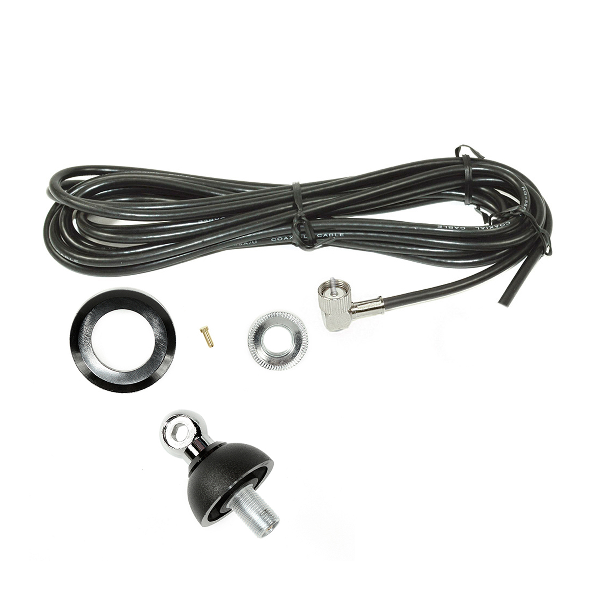Autoantennenteile. Enthält Kabel, Sockel und Befestigungshardware.