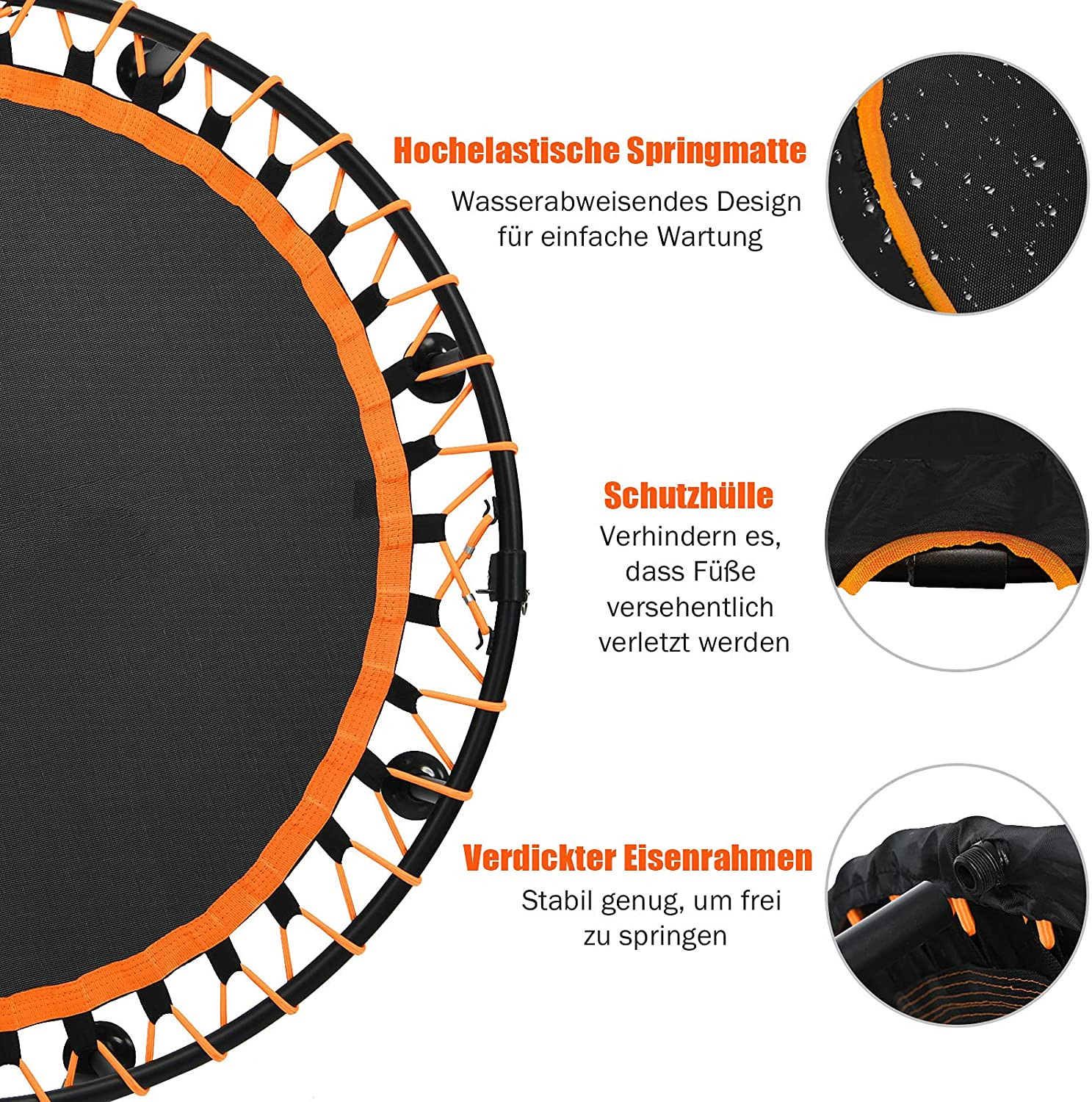 Fitness-Trampolin Schwarz Trampolin, Orange, COSTWAY