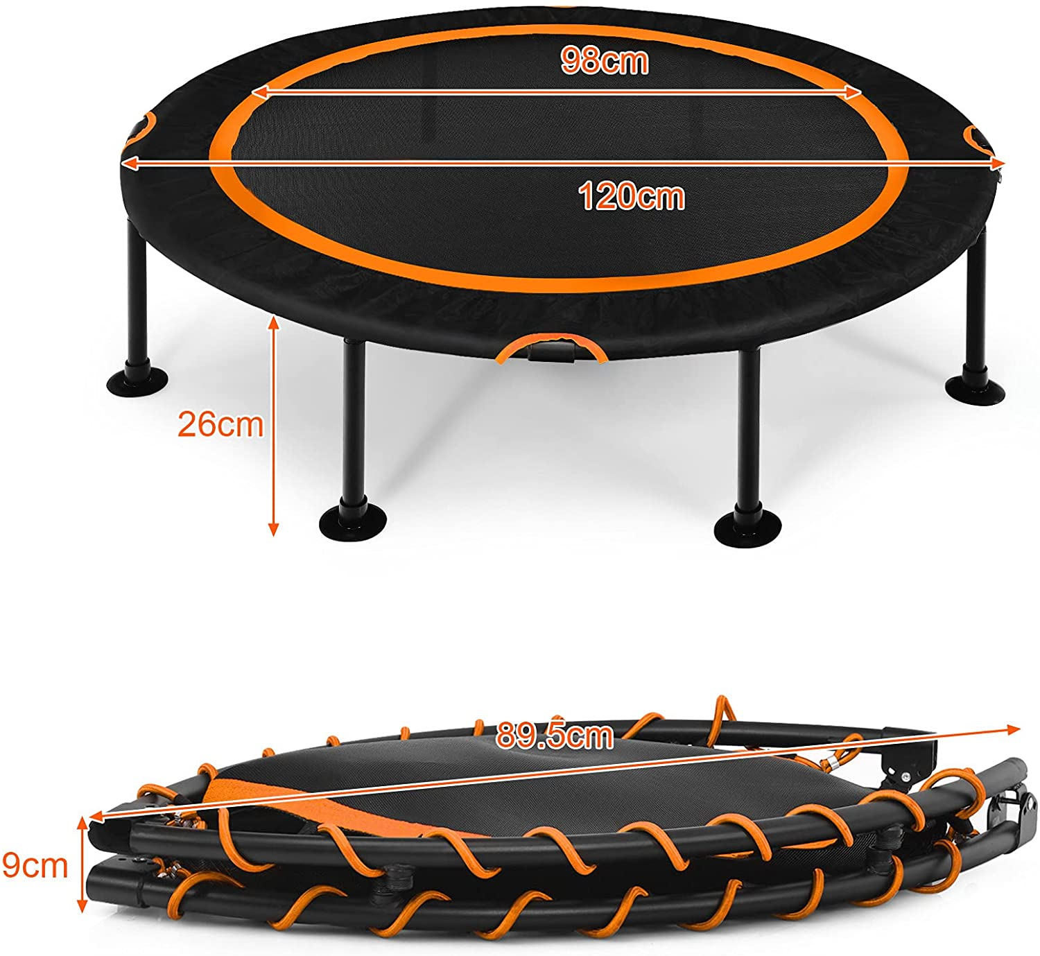 Fitness-Trampolin Schwarz Trampolin, Orange, COSTWAY