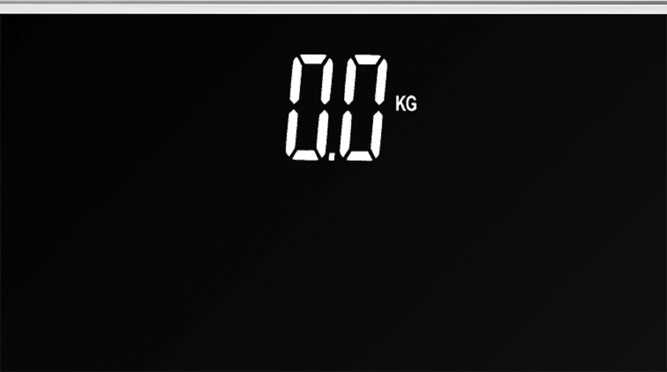 Czarna waga cyfrowa wyświetlająca '0.0 KG' na biało.