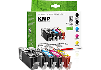 KMP ersetzt Canon PGI-550PGBK/ CLI-551XL Tintenpatrone Multipack 5-Farben (Schwarz, Schwarz, Cyan, Magenta, Gelb) (PGI550PGBK XL/ CLI551BK XL/ CLI551C XL/ CLI551M XL/ CLI551Y XL)