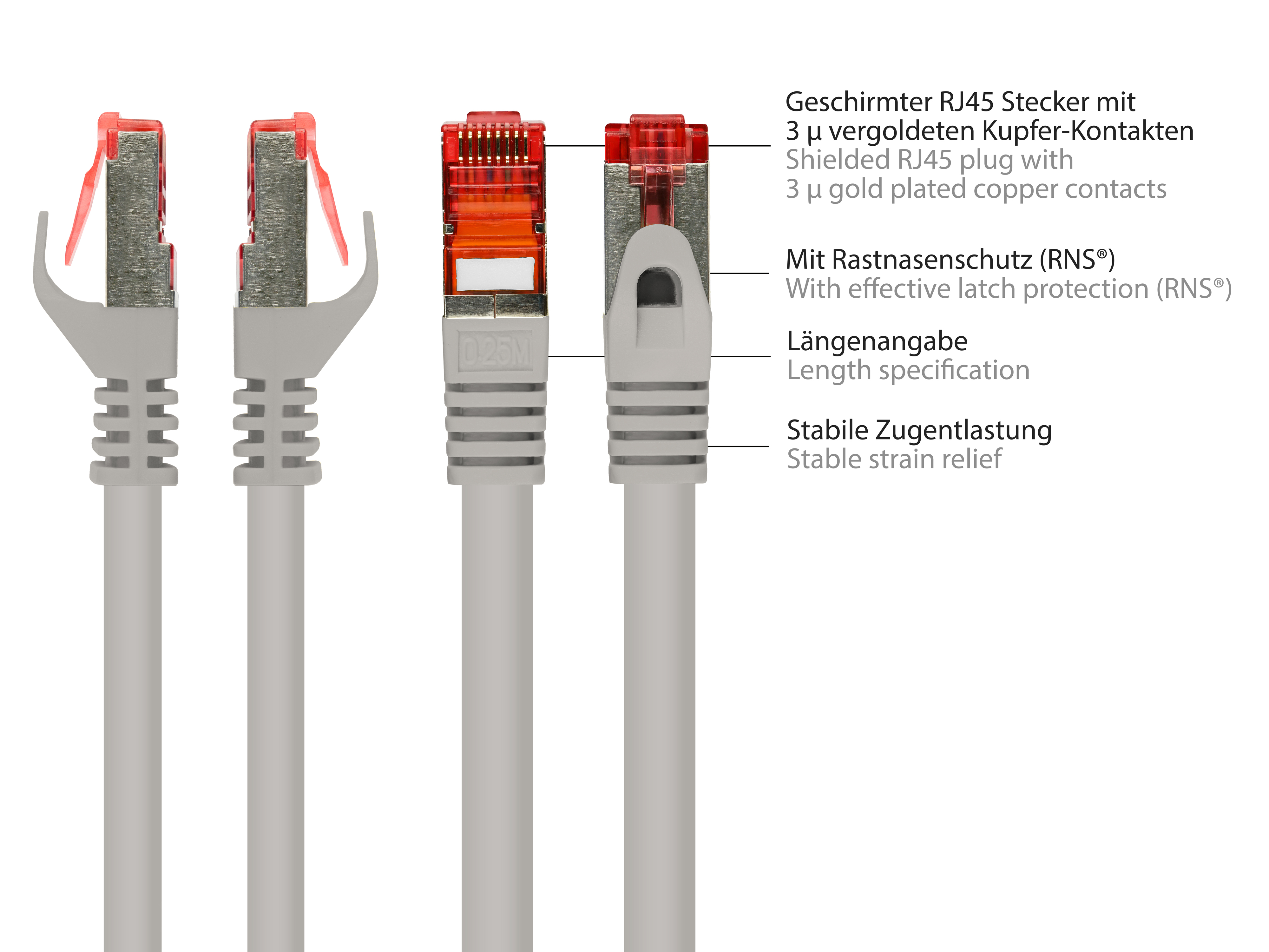 GOOD CONNECTIONS S/FTP, PiMF, CU, 2 grau, m 250MHz, PVC, Netzwerkkabel