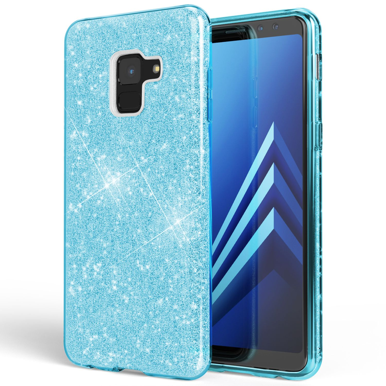(2018), Hülle, Samsung, NALIA Glitzer Galaxy A8 Türkis Backcover,