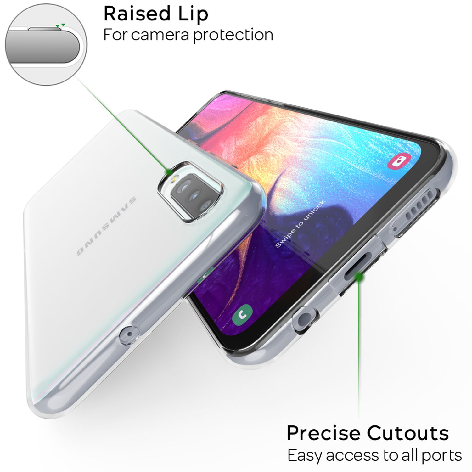 NALIA Klar Transparente Samsung, Silikon Hülle, A50, Galaxy Transparent Backcover