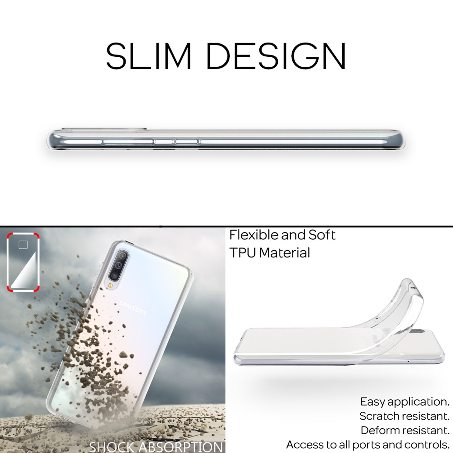 Transparent Hülle, Samsung, NALIA Silikon Backcover, Transparente Klar Galaxy A50,