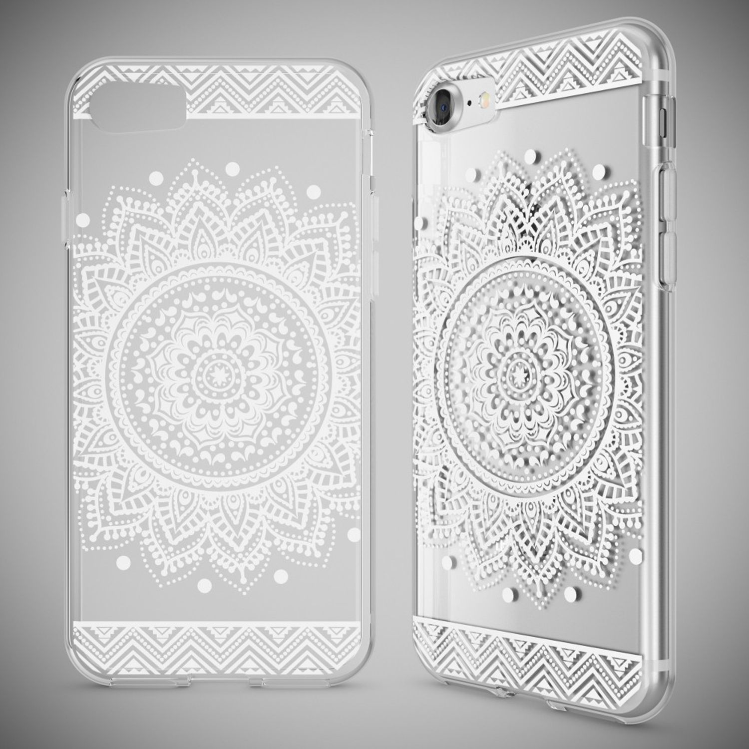 Ein Smartphone fällt auf eine Oberfläche, mit den Worten 'SHOCK ABSORPTION' am unteren Rand.