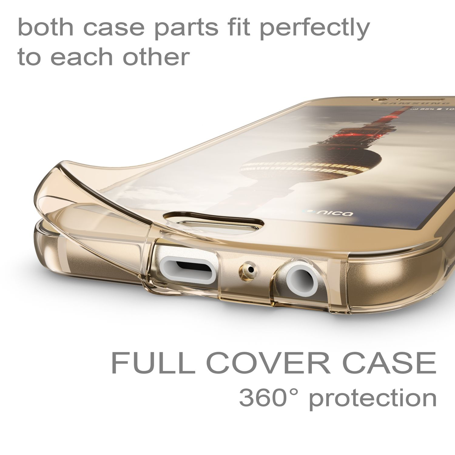 A5 NALIA Backcover, Galaxy Silikon (2017), Gold 360 Grad Samsung, Klare Hülle,