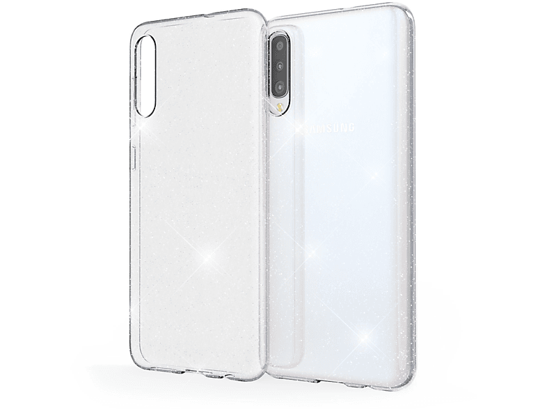 Galaxy A50, Silikon Glitzer Samsung, NALIA Backcover, Klare Transparent Hülle,