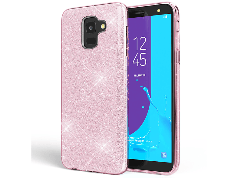 NALIA Glitzer Hülle, Backcover, Pink Galaxy Samsung, J6