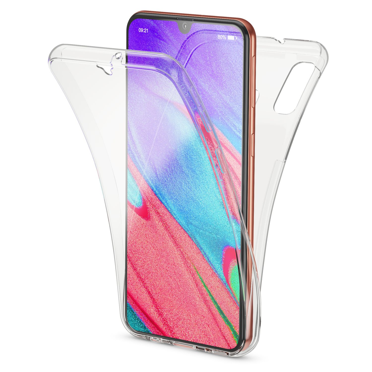 NALIA Klare 360 Grad Galaxy Transparent A40, Backcover, Hülle, Silikon Samsung